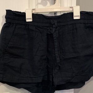 LOFT navy blue High-Waist Drawstring Linen Shorts